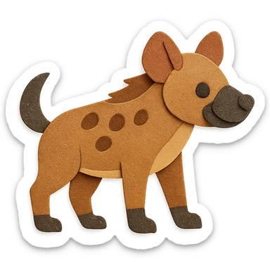 hyena, paper craft style sticker