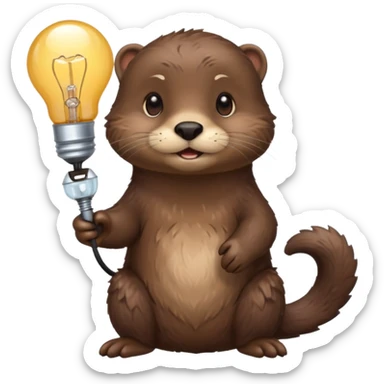 otter holding one lightbulb sticker
