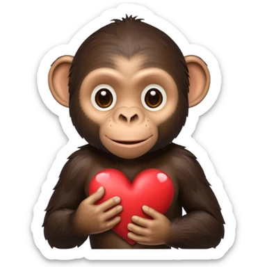 un chimpanze con un corazon sticker