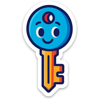 a key, colorful cartoon style, vibrant colors, playful sticker