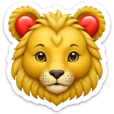 León con corazones en el ojo sticker