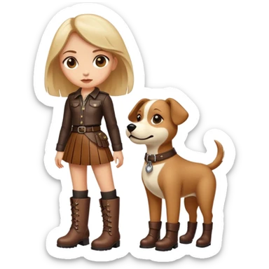 Girl dressed like a dog and in  leather skirt and boots sticker