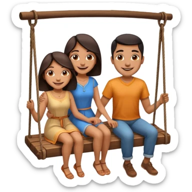 indian man and woman sitting on two seater swing sticker