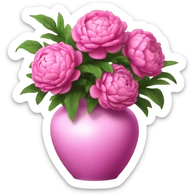 Realistic Bright pink pions in vase sticker