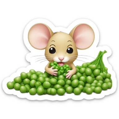 mouse eating peas with applesauce sticker