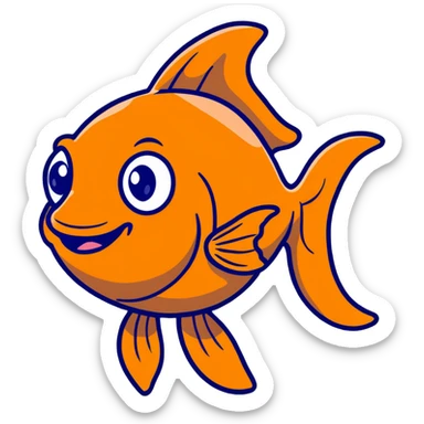 goldfish with big googly eyes and buck teeth, comical expression sticker