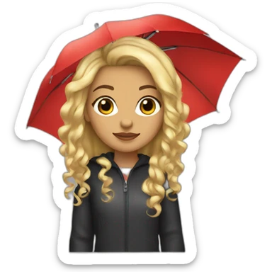 Girl, blonde hair, red tips hair, umbrella hair, light skin sticker