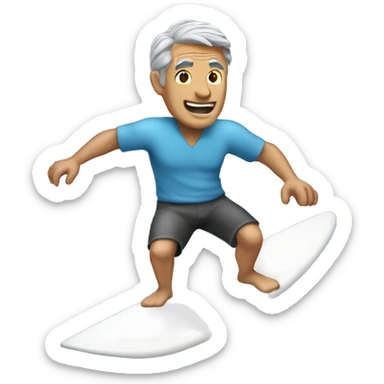 Grey haired man surfing shirt off sticker
