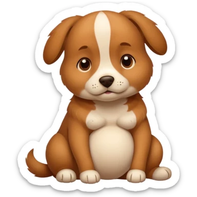 pregnant dog holding its belly sticker