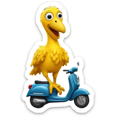 Big Bird with tentacles ride a scooter  sticker