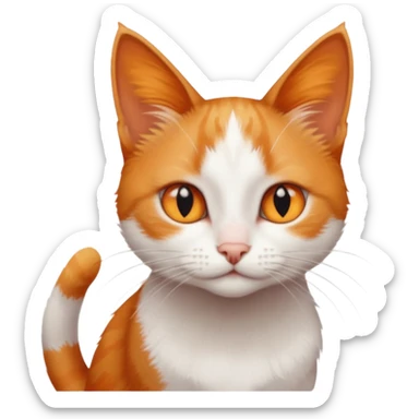 tiny + skinny ginger and white cat with deep orange eyes sticker