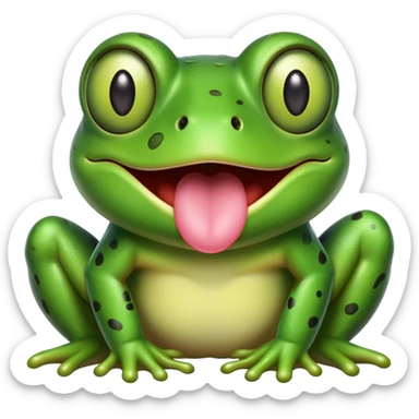 cute cross-eyed frog with tongue sticking out and silly grin sticker