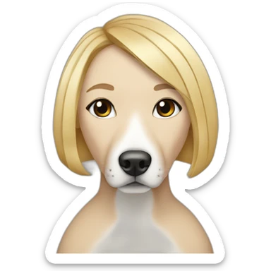 Blond lady with shoulder length bob haircut and a black and white Pitbull sticker