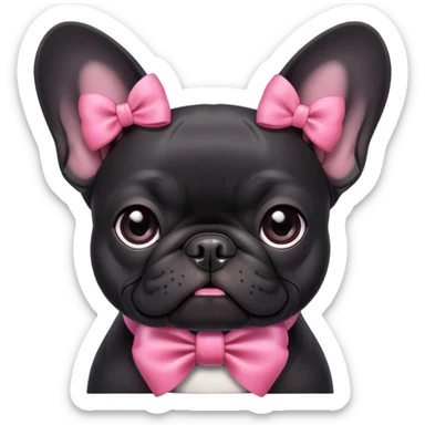 Fekete francia bulldog rózsaszín masnival sticker