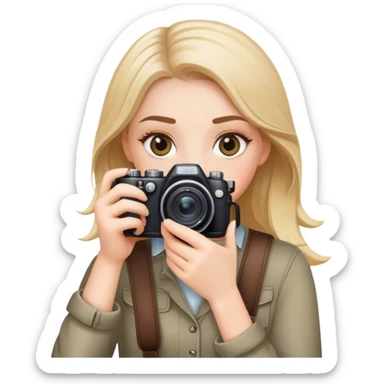 white girl photographer with her camera sticker