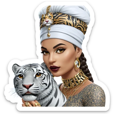 girl with tiger and jewelry sticker