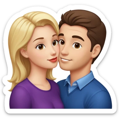 a good looking man and good looking woman are Kissing, indoor sticker