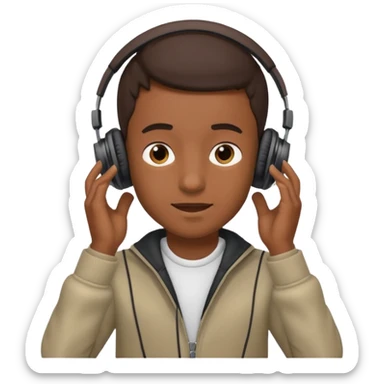 a boy fully takes off his headphone from his head sticker