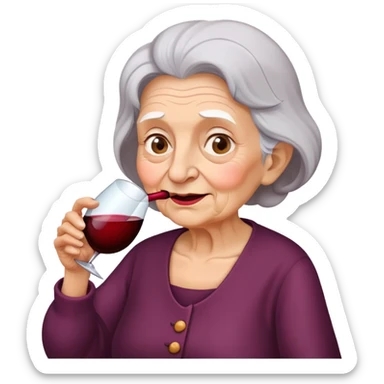Old woman drinking a gallon of wine sticker
