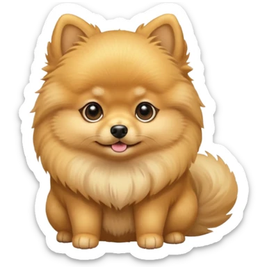 Create a golden pomeranian, all cute and adorable entire  only face and body  sticker