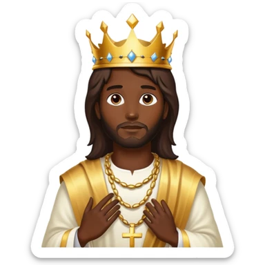Dark skin christ Jesus gold crown in heaven sticker
