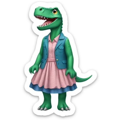 dinosaur with dress   sticker