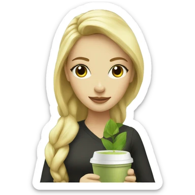 Blonde Women with a Matcha Cup sticker