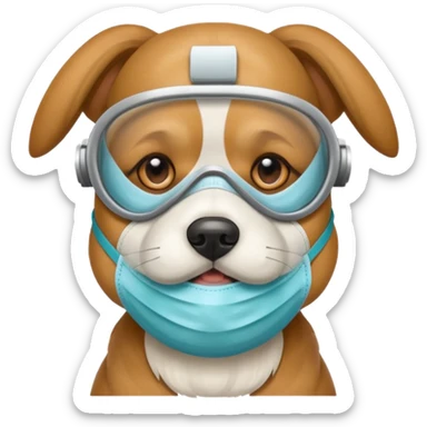 dog Wearing Medical Mask sticker