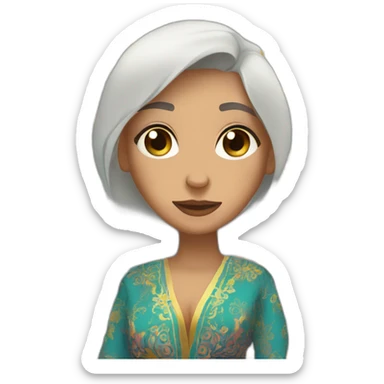 A woman wearing the morrocan kaftan stressing out with people around her sticker