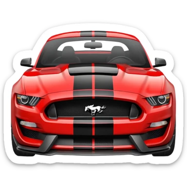 3D round emoji icon with a red Ford Mustang Shelby inside, glossy finish, black racing stripes, clean background, modern emoji style. sticker