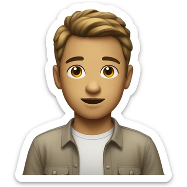 shirted boy gazing at viewer sticker