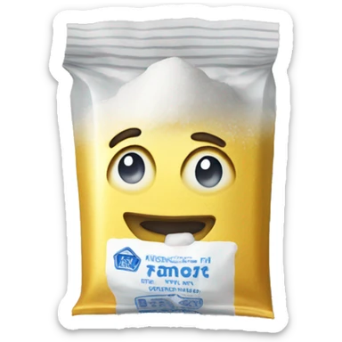 salt packet with a stern expression sticker