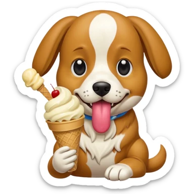 Dog eating icecream  sticker