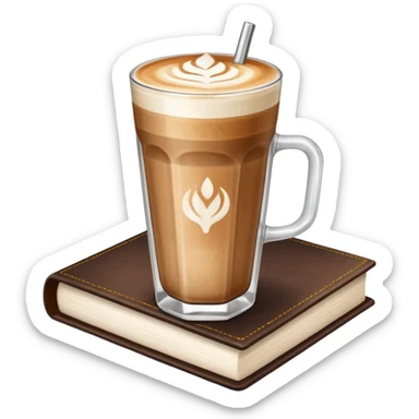 Ice latte and beautiful brown book sticker