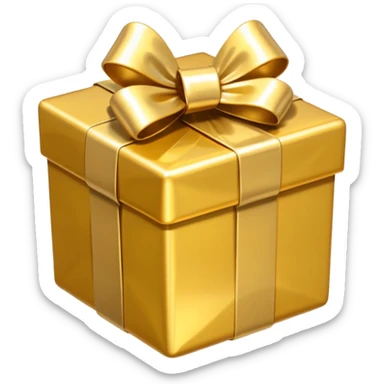 golden present with golden bow sticker