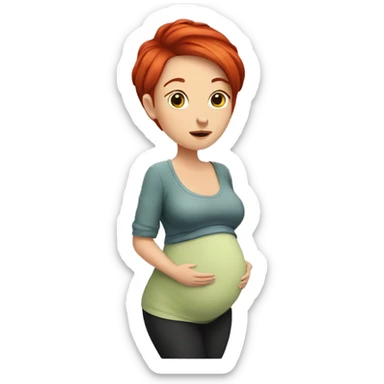 pregnant meme with short red haired hair sticker