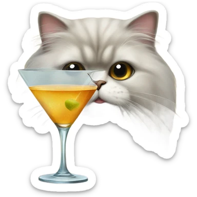 persian cat with a martini  sticker