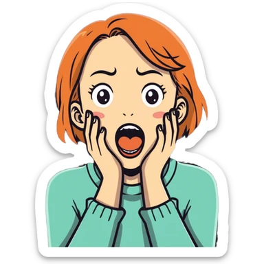 girl holding neck screaming sticker