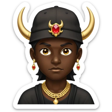 demon with backwards hat and jewelry  sticker