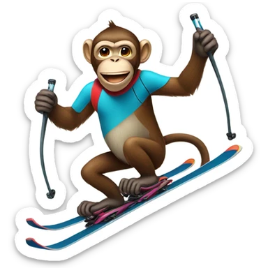 Monkey on skis sticker