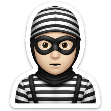 burglar with mask and black white clothes sticker