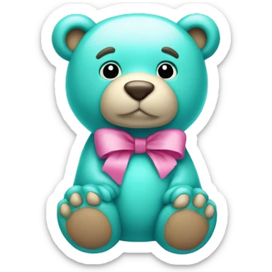turquoise bear with pink bow sticker