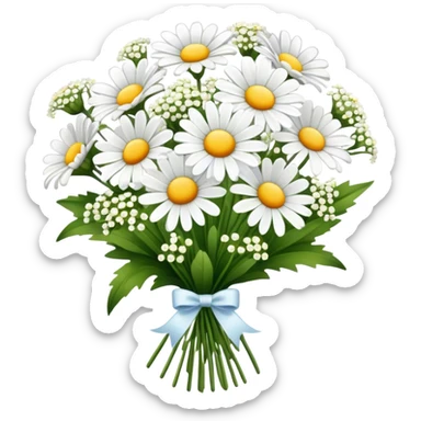 daisy and babies breath bouquet  sticker