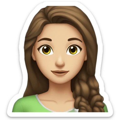 15 year old Iranian girl with brown hair, green eyes, not to skinny and not to chubby, beautiful and short sticker