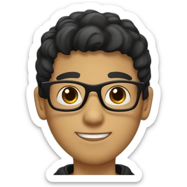 A boy with black hair He wears black prescription glasses  sticker