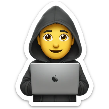 De bie Young man with a hood behind his laptop sticker