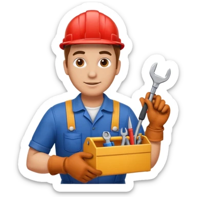 Plumber + toolbox + gloves, Repair Crew. sticker