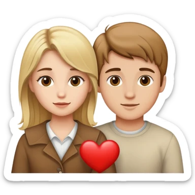 Brown hair boy and blonde girl in love sticker