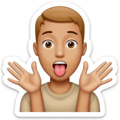 tounge out with hands moving to the side sticker