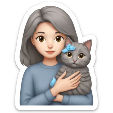 Wanita menggendong kucing sticker